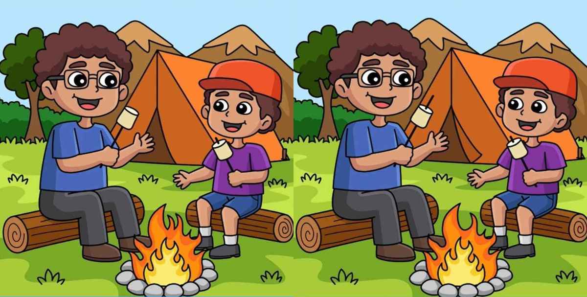 Find 3 differences between the camping scene